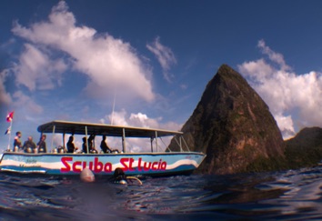Diving under Petit Piton
